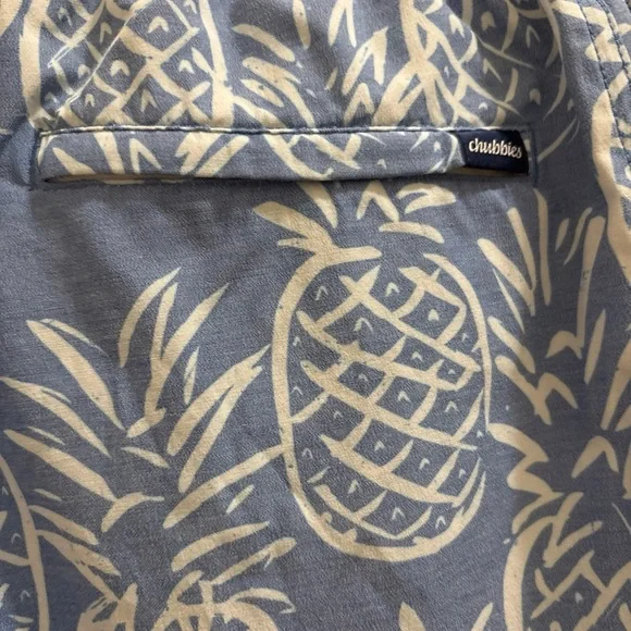 Chubbies Shorts Men's Blue Thigh-Napples 5.5" Lined Swim Trunks Pineapple Medium - Picture 4 of 5
